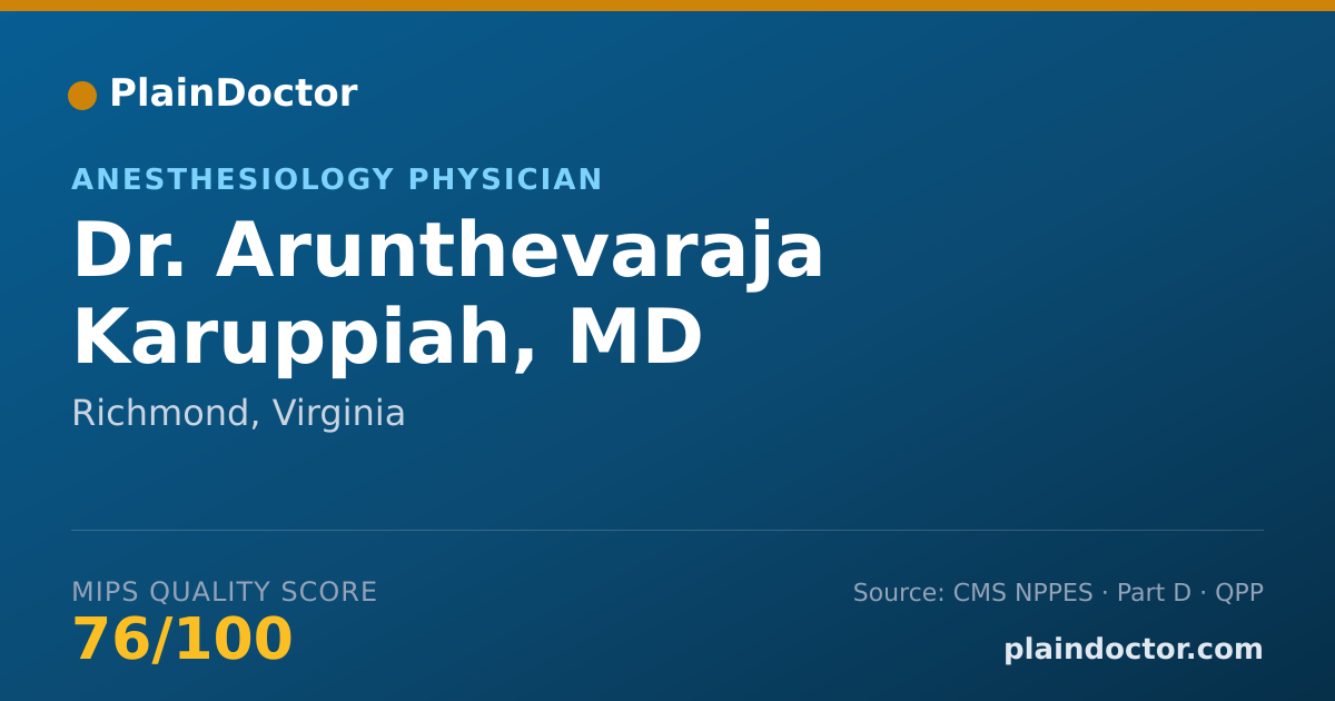Shareable card for Arunthevaraja Karuppiah, MD - Anesthesiology Physician, Richmond, VA