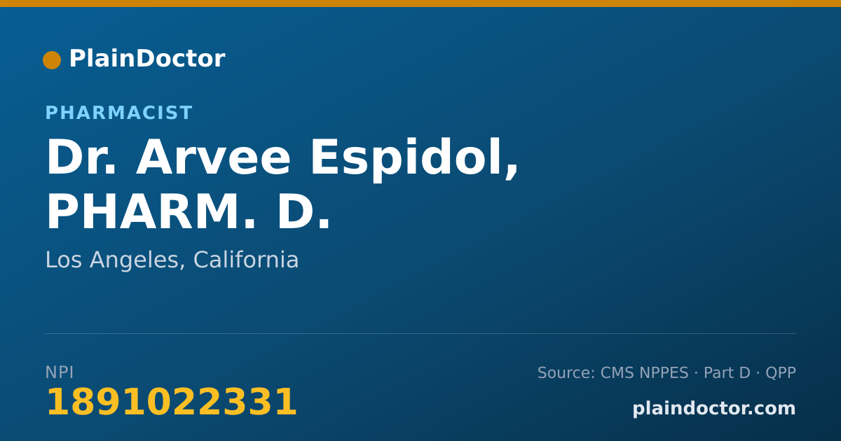 Shareable card for Arvee Espidol, PHARM. D. - Pharmacist, Los Angeles, CA