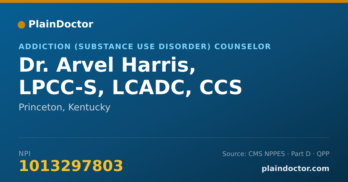 Shareable card for Arvel Harris, LPCC-S, LCADC, CCS - Addiction (Substance Use Disorder) Counselor, Princeton, KY
