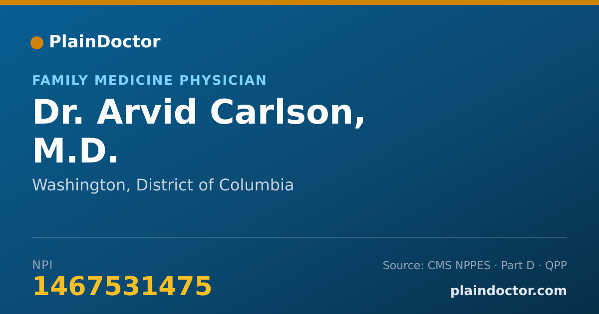 Shareable card for Arvid Carlson, M.D. - Family Medicine Physician, Washington, DC