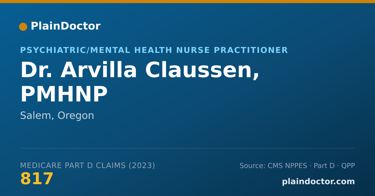 Shareable card for Arvilla Claussen, PMHNP - Psychiatric/Mental Health Nurse Practitioner, Salem, OR