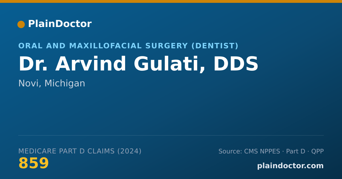 Shareable card for Arvind Gulati, DDS - Oral and Maxillofacial Surgery (Dentist), Novi, MI