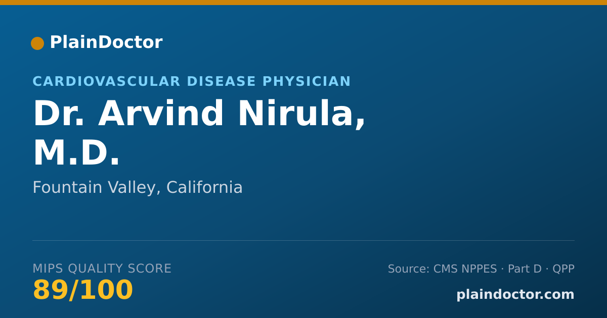 Shareable card for Arvind Nirula, M.D. - Cardiovascular Disease Physician, Fountain Valley, CA