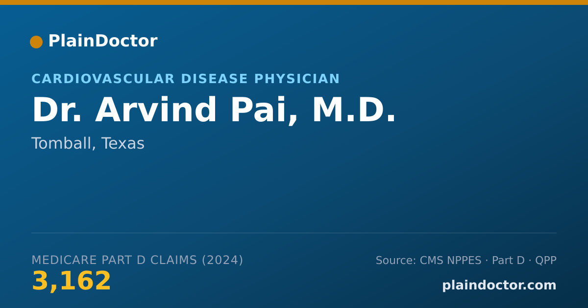 Shareable card for Arvind Pai, M.D. - Cardiovascular Disease Physician, Tomball, TX