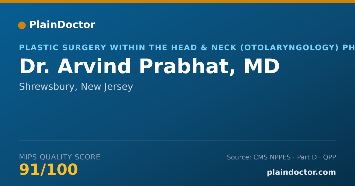 Shareable card for Arvind Prabhat, MD - Plastic Surgery within the Head & Neck (Otolaryngology) Physician, Shrewsbury, NJ