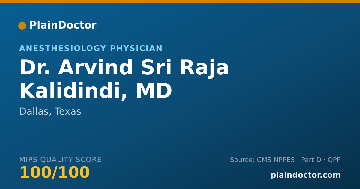 Shareable card for Arvind Sri Raja Kalidindi, MD - Anesthesiology Physician, Dallas, TX