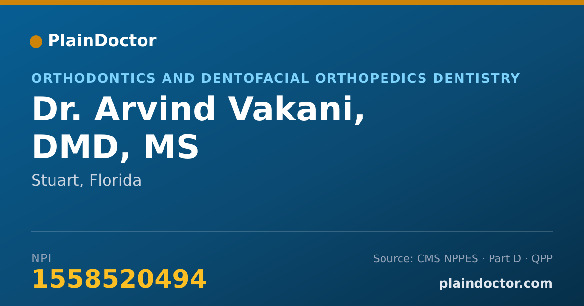 Shareable card for Arvind Vakani, DMD, MS - Orthodontics and Dentofacial Orthopedics Dentistry, Stuart, FL