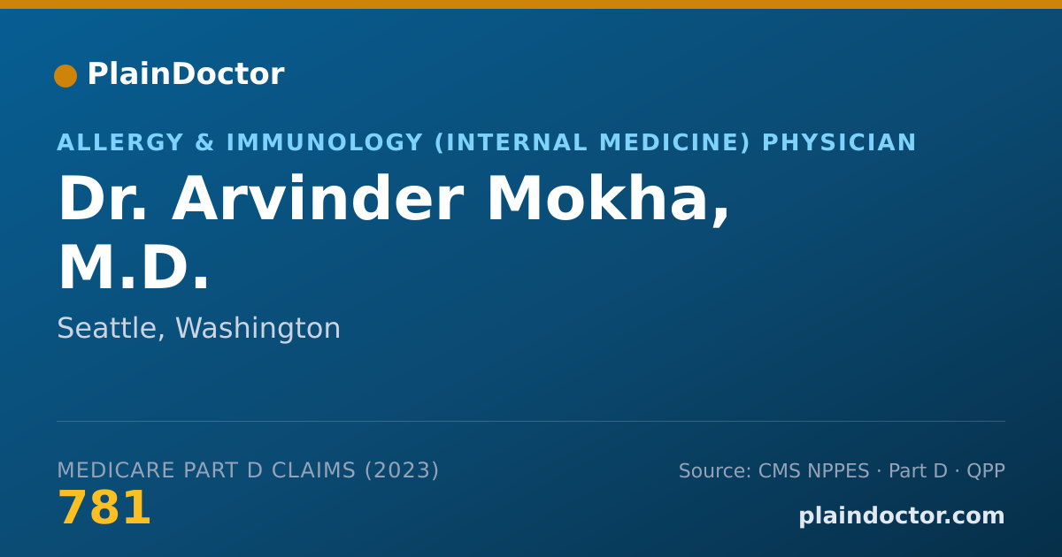 Shareable card for Arvinder Mokha, M.D. - Allergy & Immunology (Internal Medicine) Physician, Seattle, WA