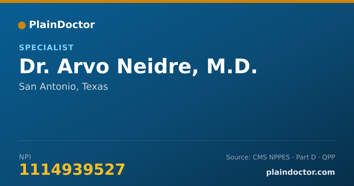 Shareable card for Arvo Neidre, M.D. - Specialist, San Antonio, TX