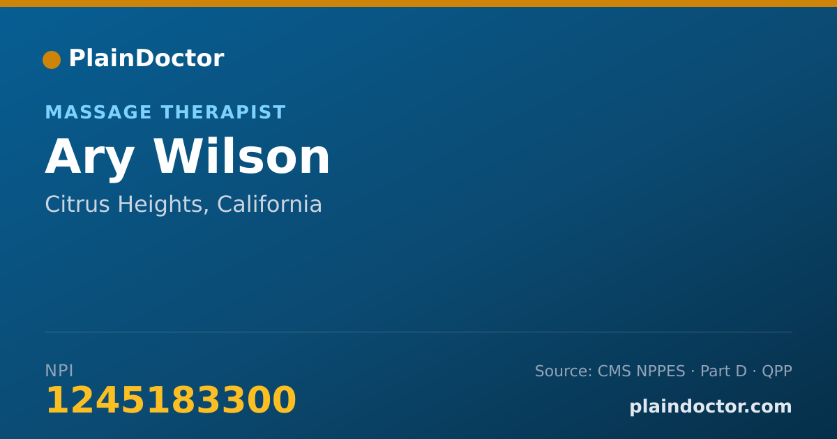 Shareable card for Ary Wilson - Massage Therapist, Citrus Heights, CA