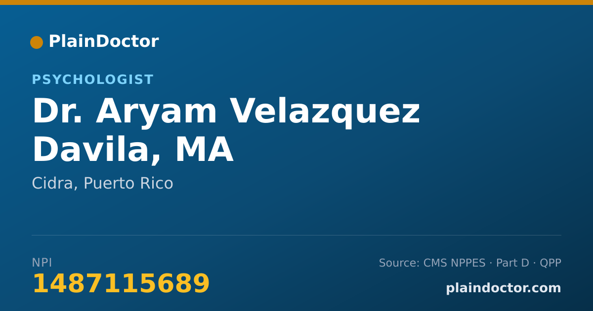 Shareable card for Aryam Velazquez Davila, MA - Psychologist, Cidra, PR