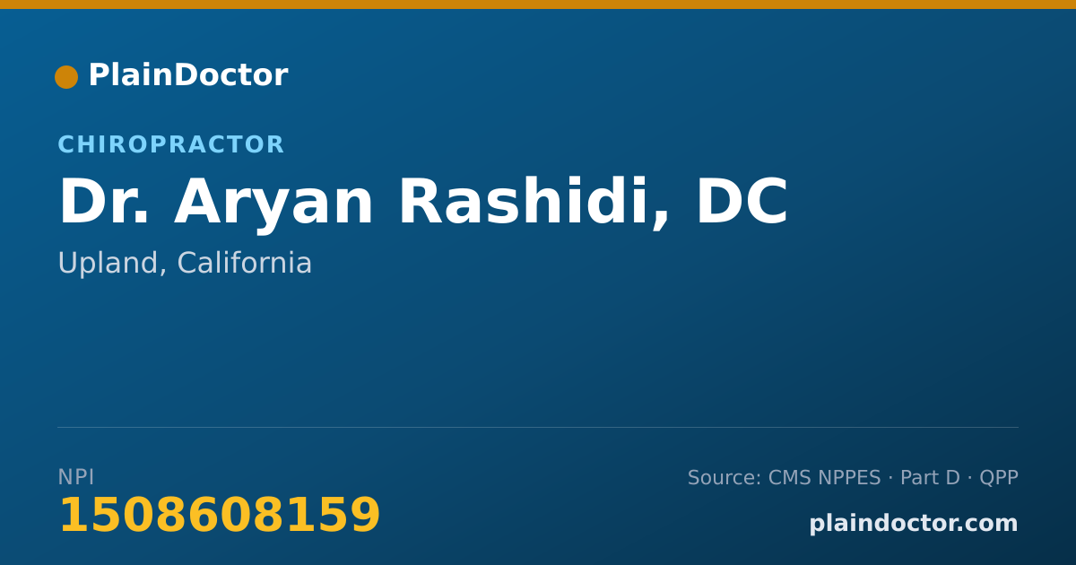 Shareable card for Aryan Rashidi, DC - Chiropractor, Upland, CA