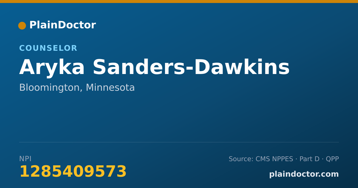 Shareable card for Aryka Sanders-Dawkins - Counselor, Bloomington, MN