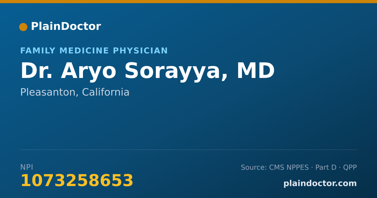 Shareable card for Aryo Sorayya, MD - Family Medicine Physician, Pleasanton, CA