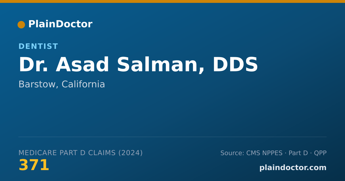 Shareable card for Asad Salman, DDS - Dentist, Barstow, CA