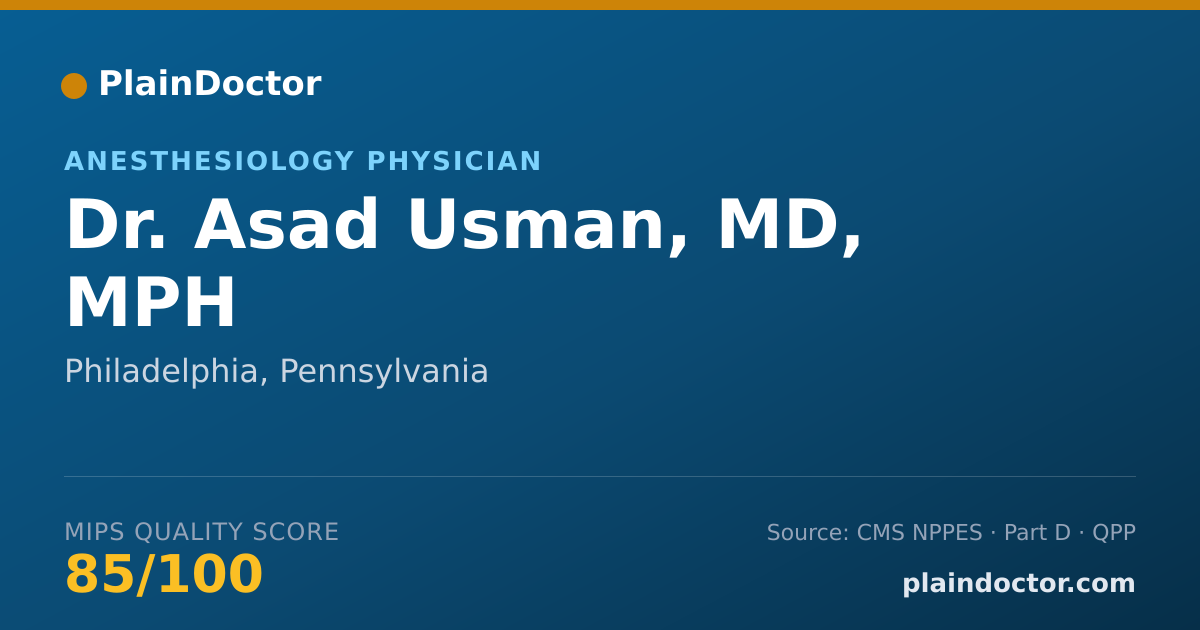 Shareable card for Asad Usman, MD, MPH - Anesthesiology Physician, Philadelphia, PA