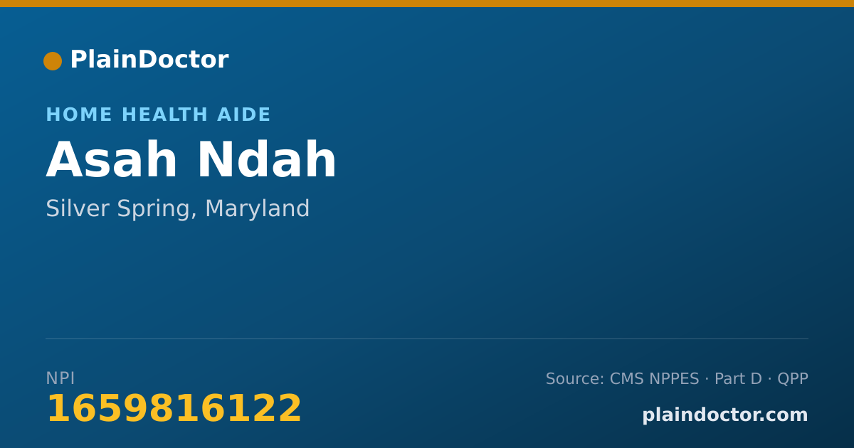 Shareable card for Asah Ndah - Home Health Aide, Silver Spring, MD