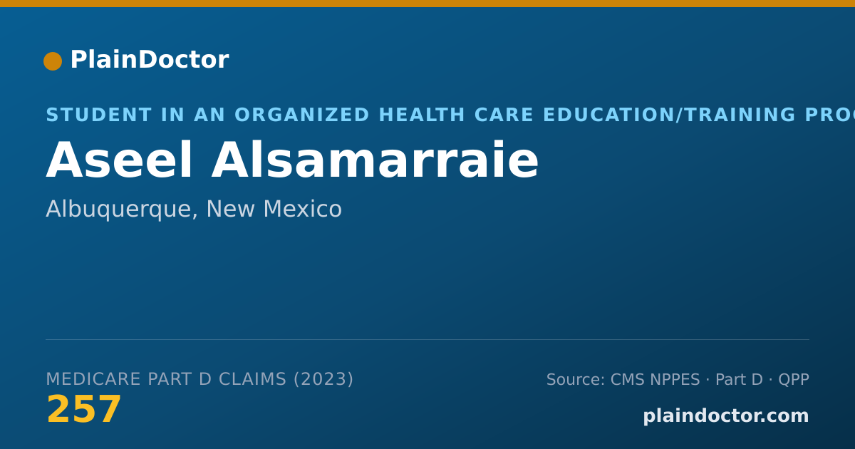 Shareable card for Aseel Alsamarraie - Student in an Organized Health Care Education/Training Program, Albuquerque, NM