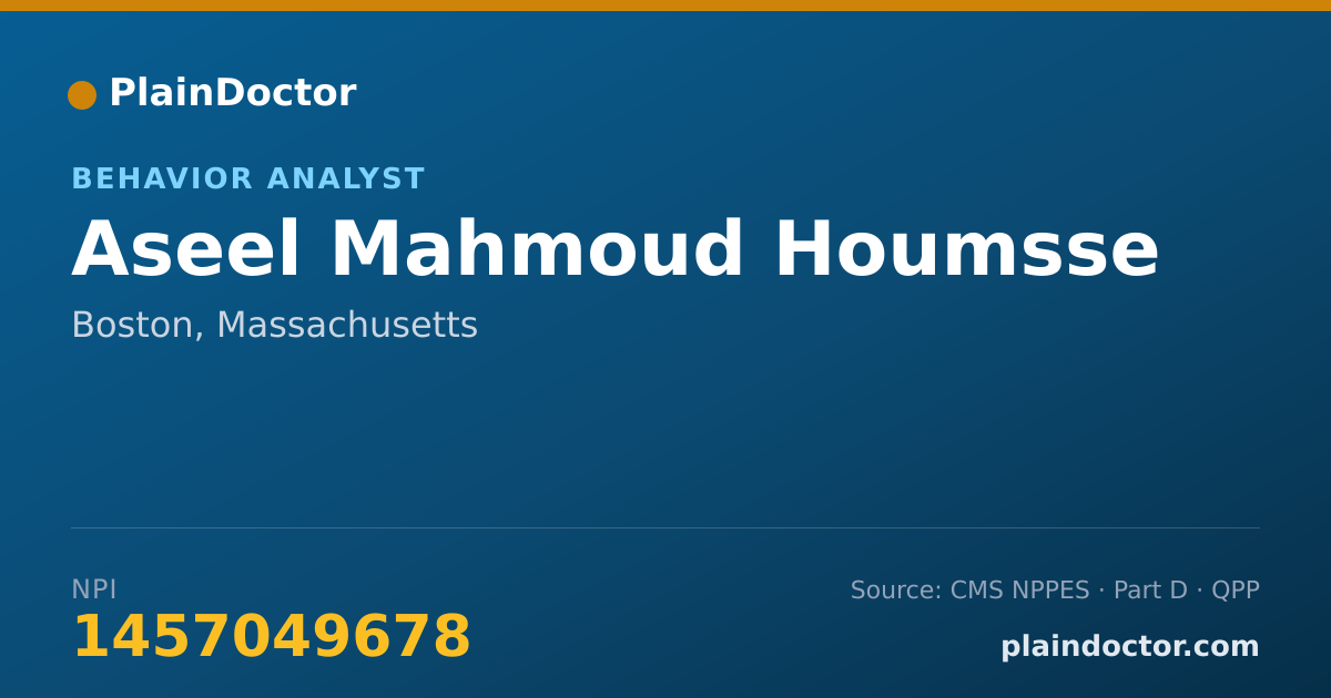 Shareable card for Aseel Mahmoud Houmsse - Behavior Analyst, Boston, MA