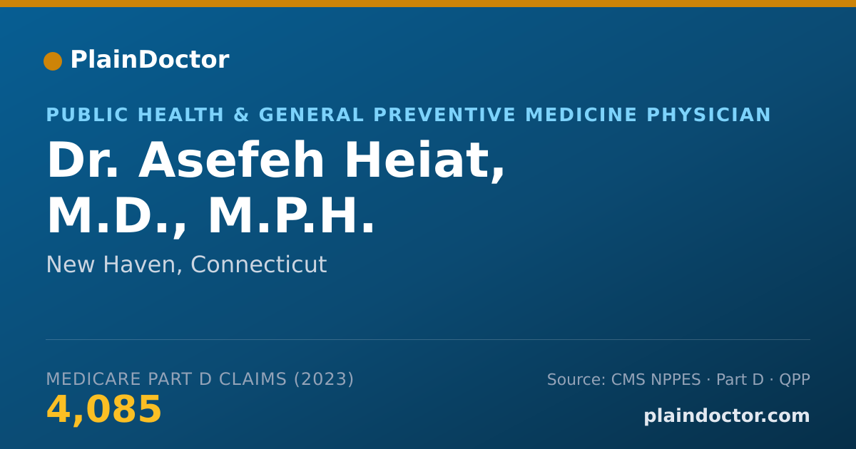 Shareable card for Asefeh Heiat, M.D., M.P.H. - Public Health & General Preventive Medicine Physician, New Haven, CT