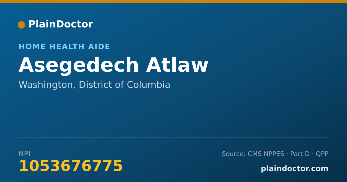 Shareable card for Asegedech Atlaw - Home Health Aide, Washington, DC