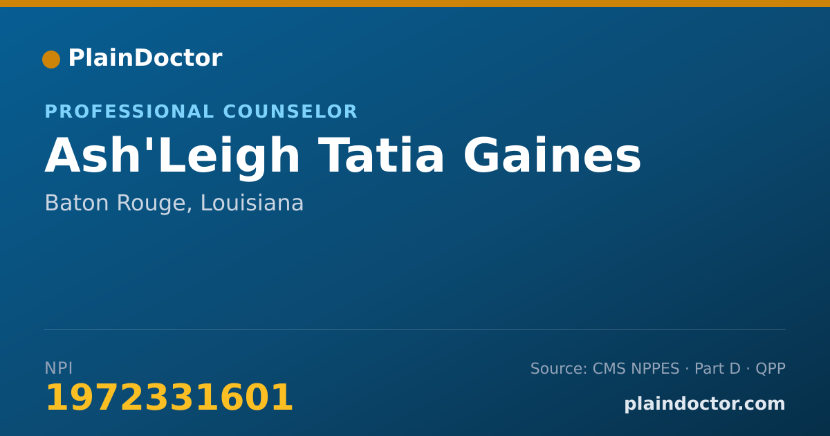 Shareable card for Ash'Leigh Tatia Gaines - Professional Counselor, Baton Rouge, LA