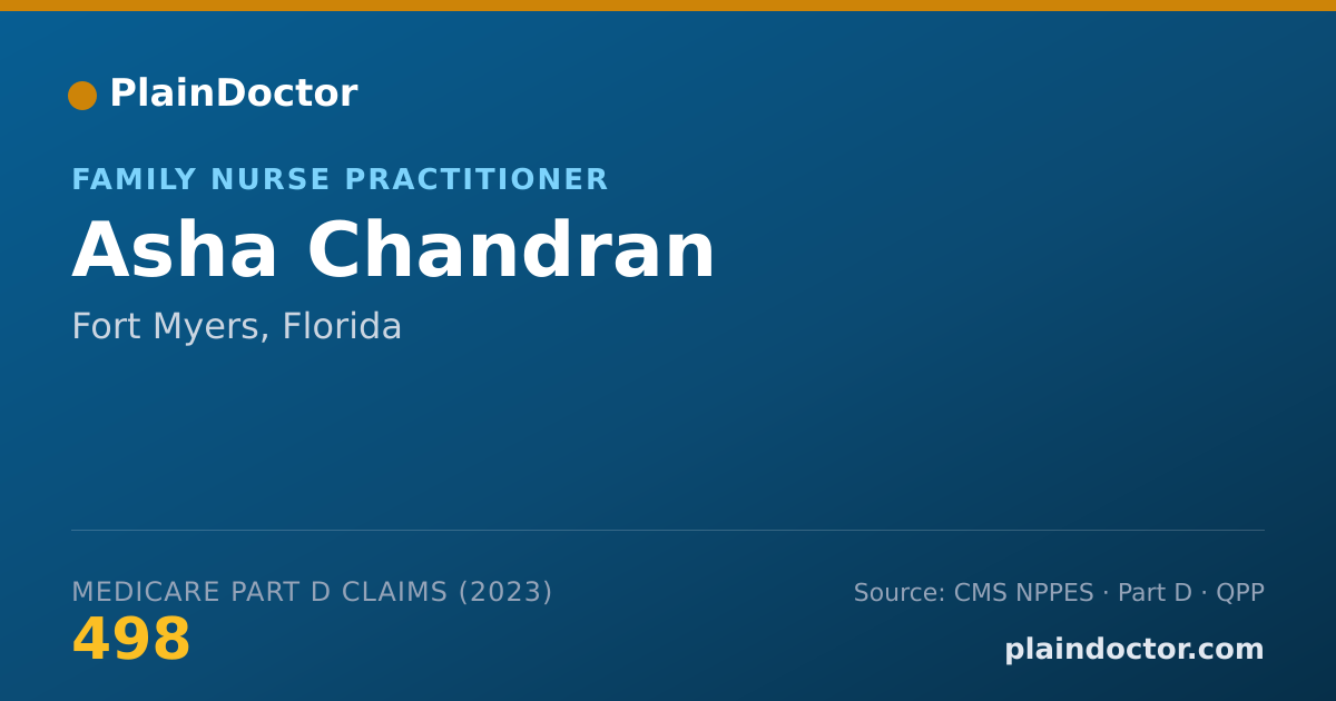 Shareable card for Asha Chandran - Family Nurse Practitioner, Fort Myers, FL