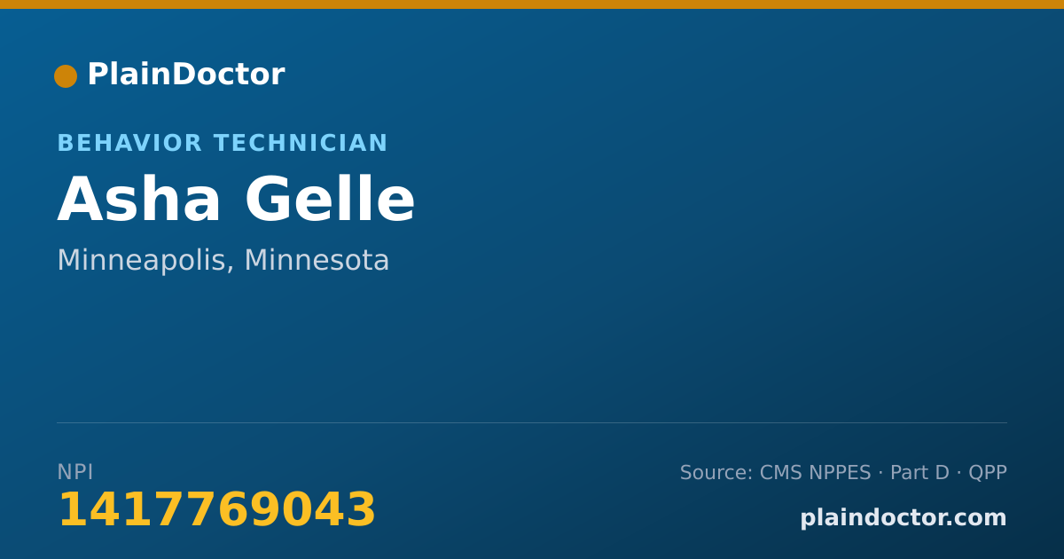 Shareable card for Asha Gelle - Behavior Technician, Minneapolis, MN