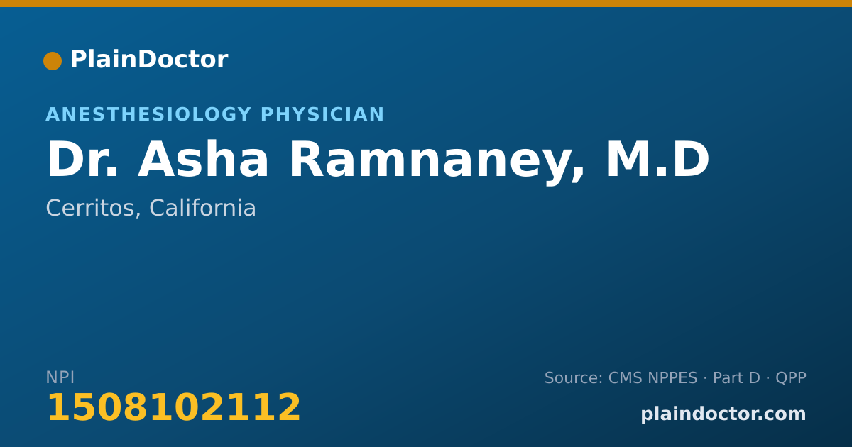 Shareable card for Asha Ramnaney, M.D - Anesthesiology Physician, Cerritos, CA