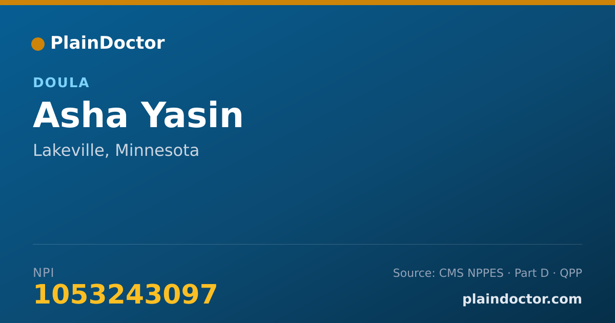 Shareable card for Asha Yasin - Doula, Lakeville, MN