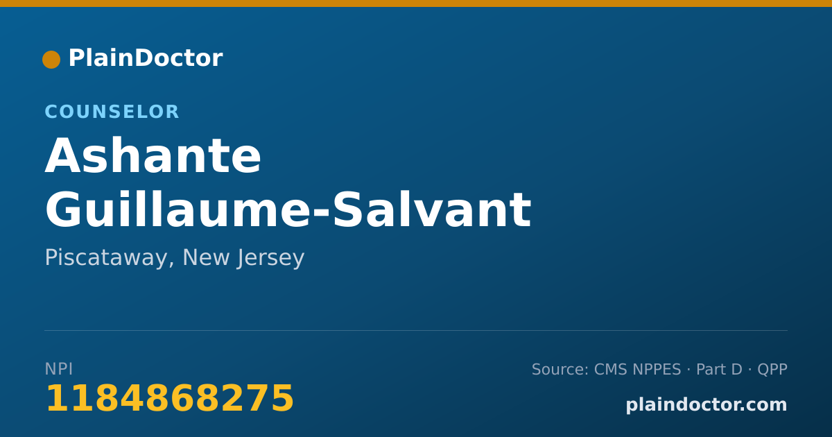 Shareable card for Ashante Guillaume-Salvant - Counselor, Piscataway, NJ