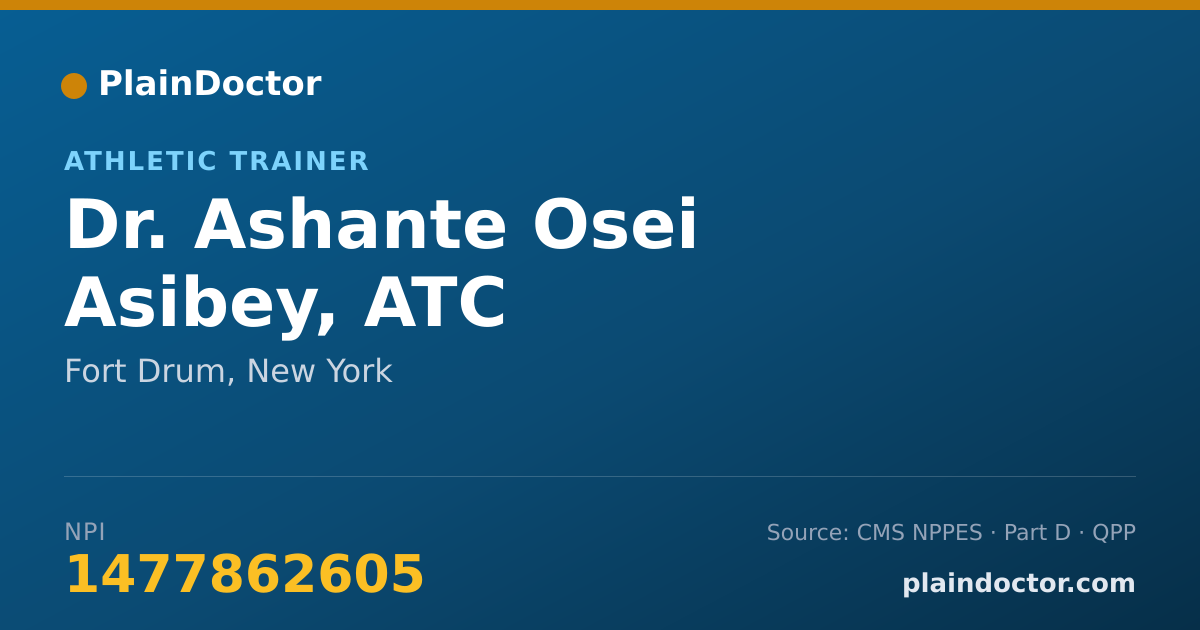 Shareable card for Ashante Osei Asibey, ATC - Athletic Trainer, Fort Drum, NY