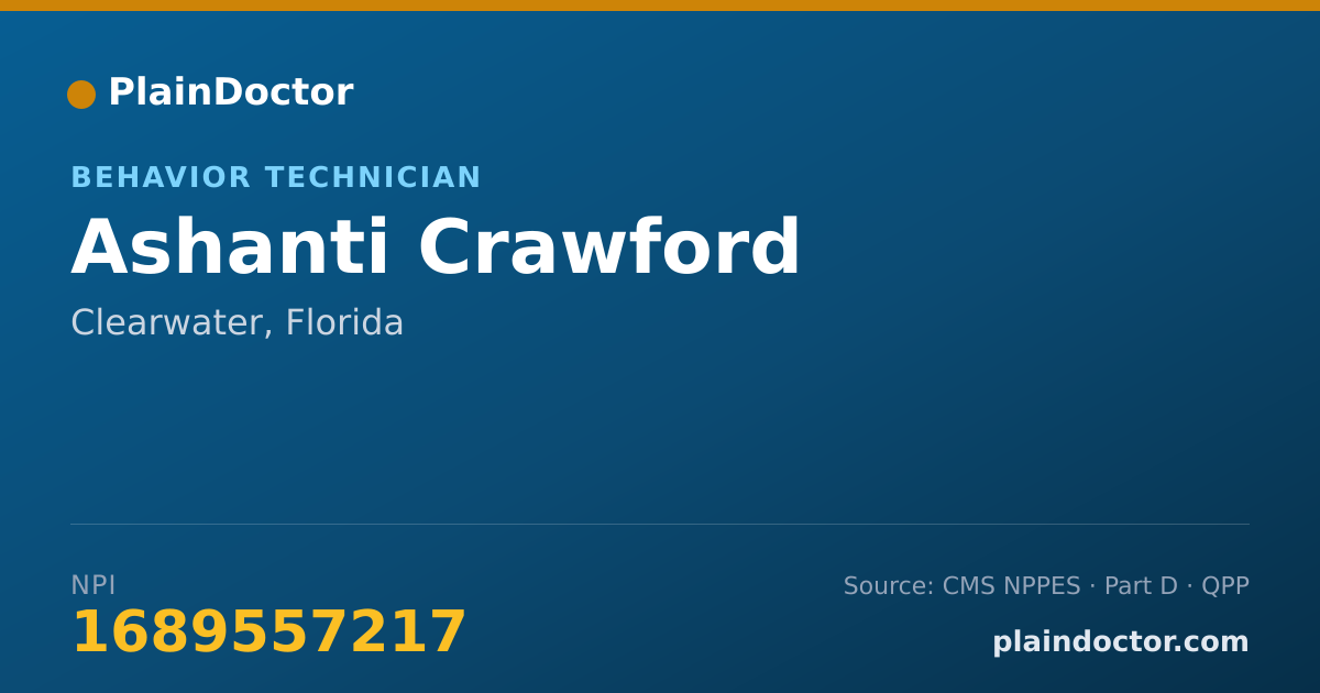 Shareable card for Ashanti Crawford - Behavior Technician, Clearwater, FL