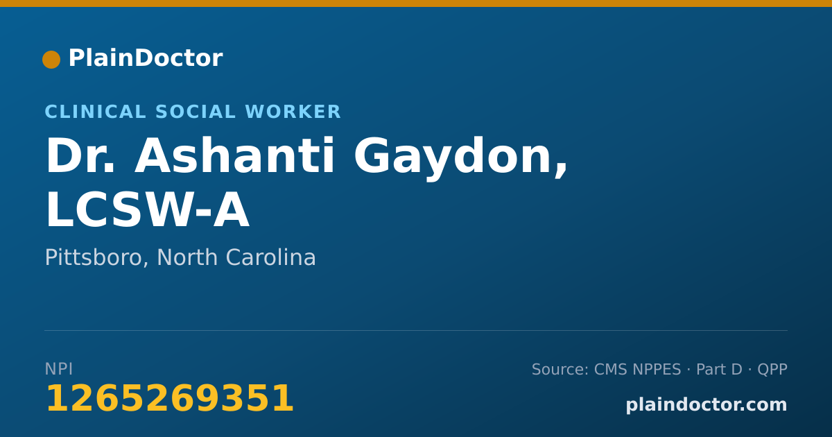 Shareable card for Ashanti Gaydon, LCSW-A - Clinical Social Worker, Pittsboro, NC