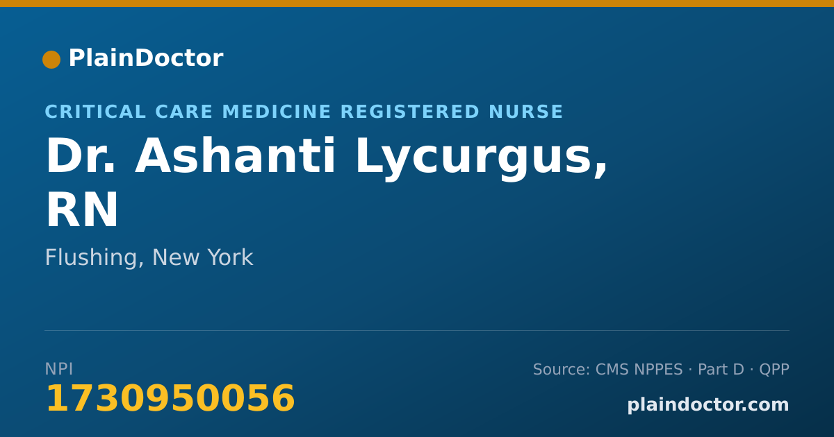 Shareable card for Ashanti Lycurgus, RN - Critical Care Medicine Registered Nurse, Flushing, NY