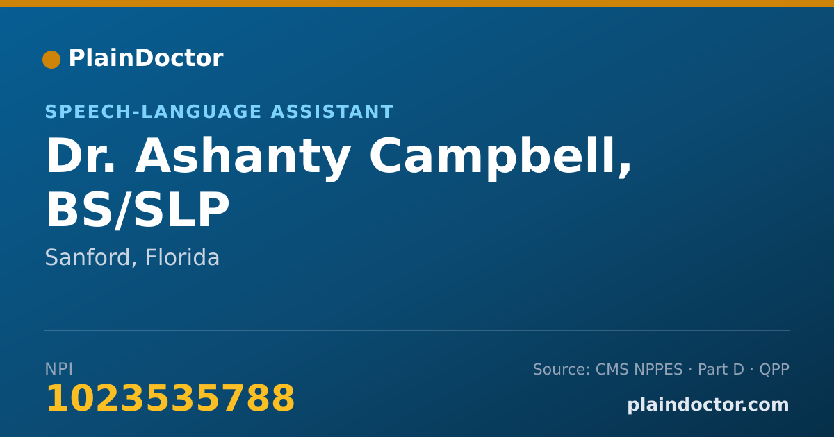 Shareable card for Ashanty Campbell, BS/SLP - Speech-Language Assistant, Sanford, FL