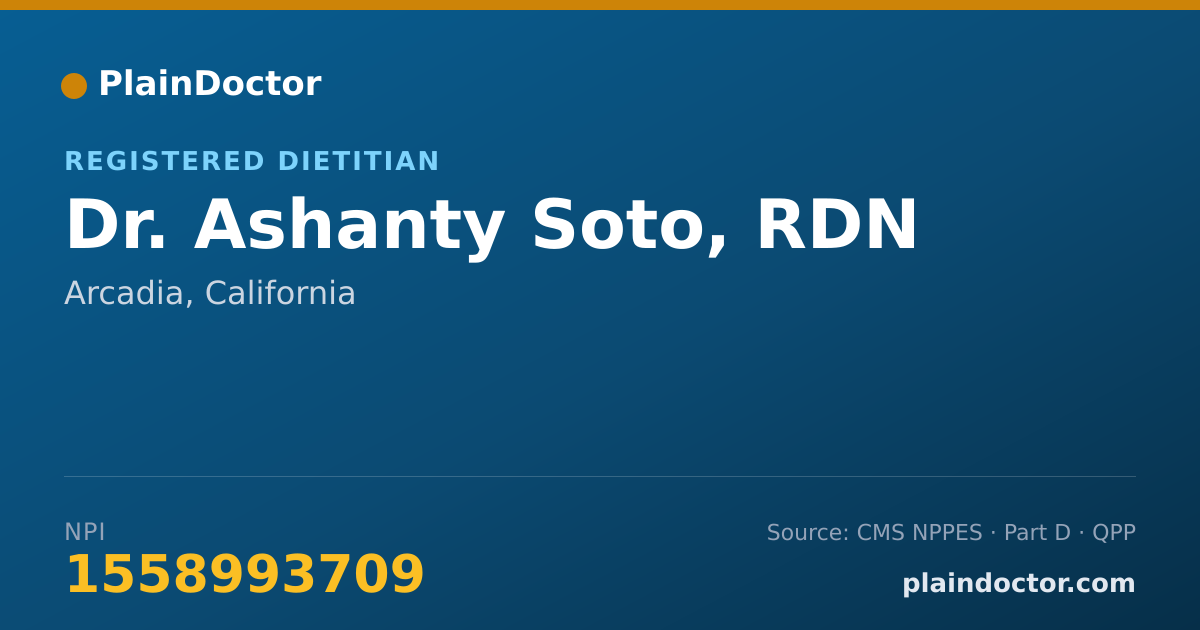 Shareable card for Ashanty Soto, RDN - Registered Dietitian, Arcadia, CA