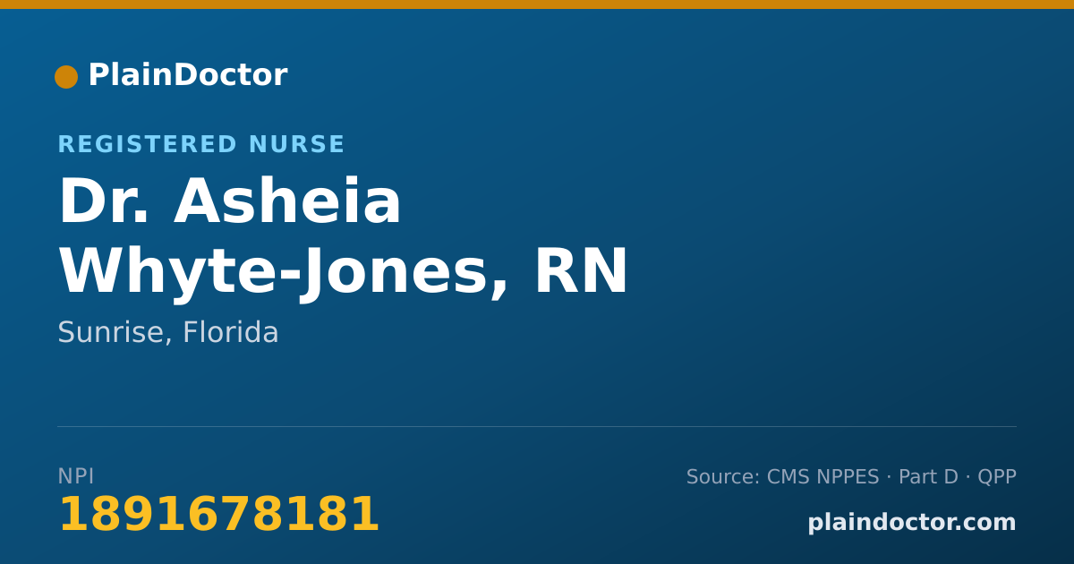 Shareable card for Asheia Whyte-Jones, RN - Registered Nurse, Sunrise, FL