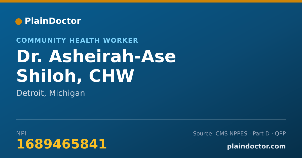 Shareable card for Asheirah-Ase Shiloh, CHW - Community Health Worker, Detroit, MI