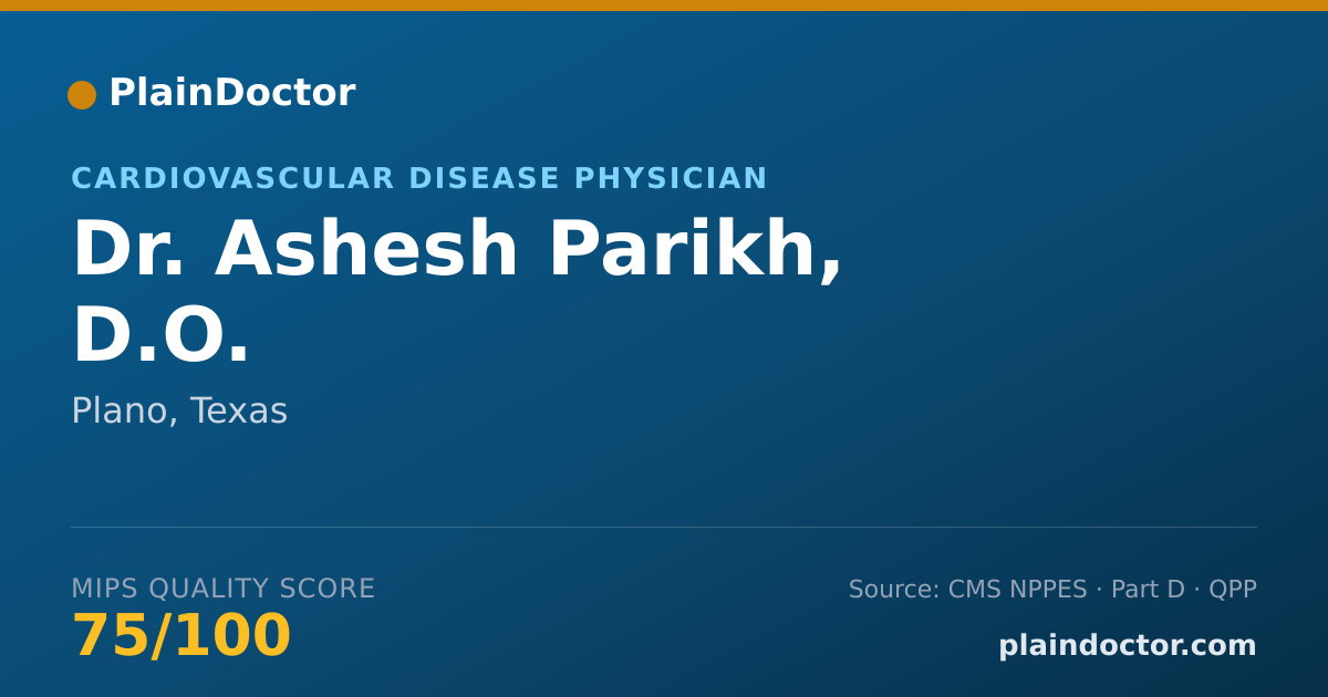 Shareable card for Ashesh Parikh, D.O. - Cardiovascular Disease Physician, Plano, TX