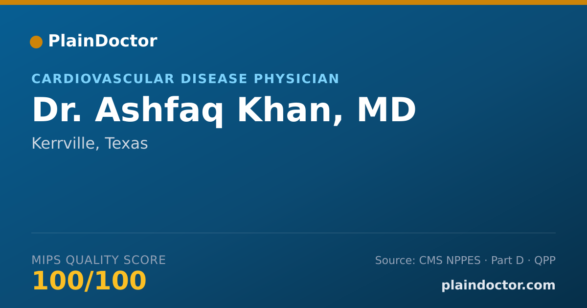 Shareable card for Ashfaq Khan, MD - Cardiovascular Disease Physician, Kerrville, TX