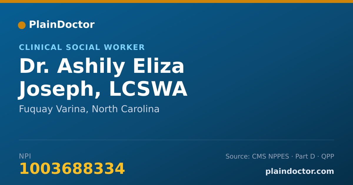 Shareable card for Ashily Eliza Joseph, LCSWA - Clinical Social Worker, Fuquay Varina, NC