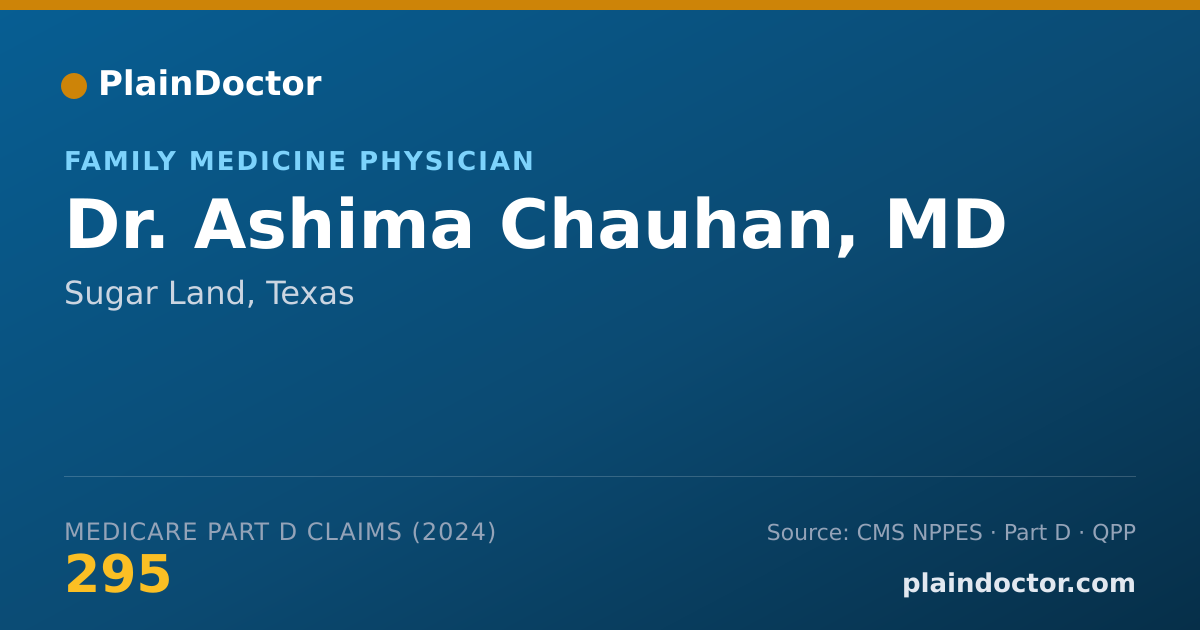Shareable card for Ashima Chauhan, MD - Family Medicine Physician, Sugar Land, TX