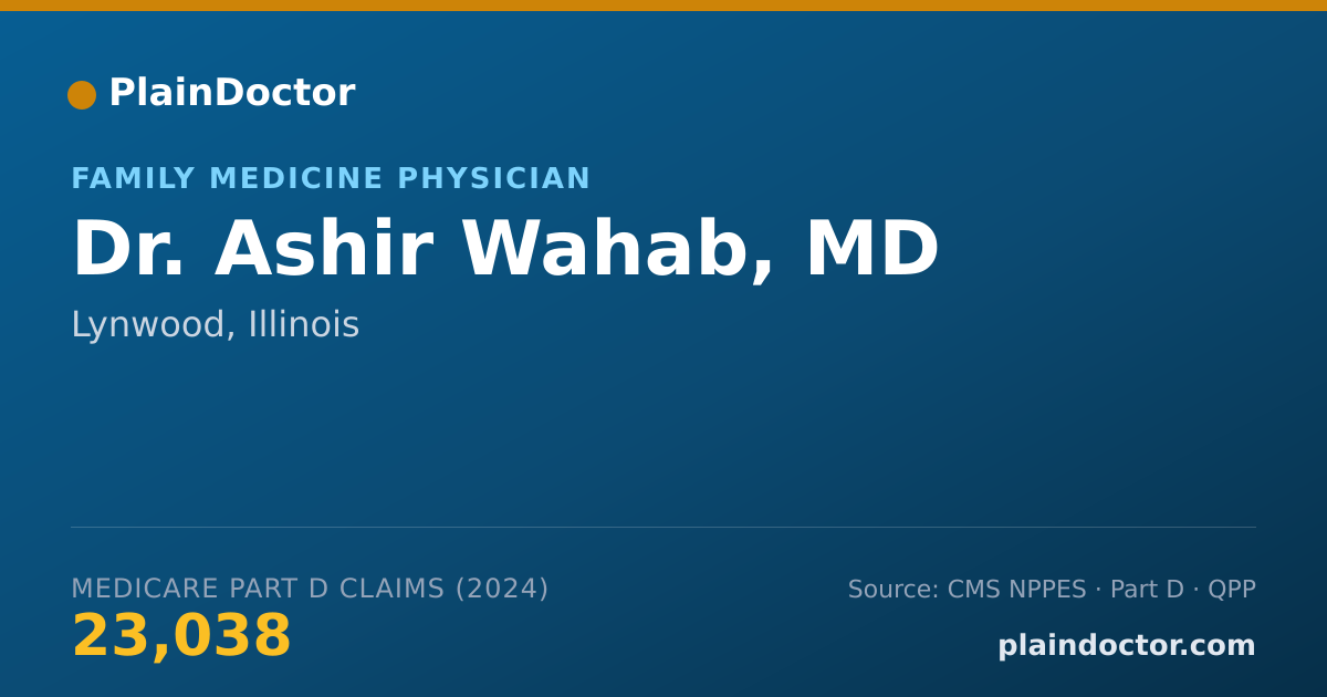 Shareable card for Ashir Wahab, MD - Family Medicine Physician, Lynwood, IL