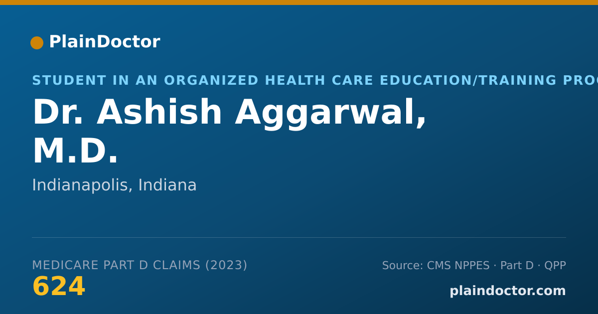 Shareable card for Ashish Aggarwal, M.D. - Student in an Organized Health Care Education/Training Program, Indianapolis, IN