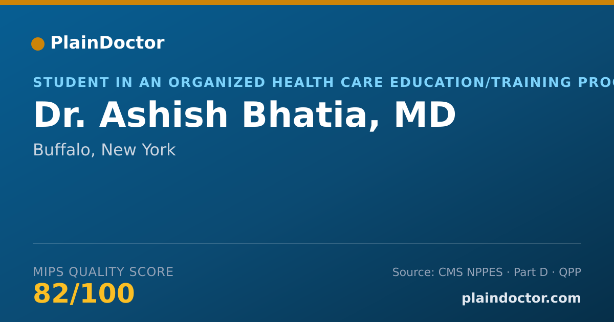 Shareable card for Ashish Bhatia, MD - Student in an Organized Health Care Education/Training Program, Buffalo, NY