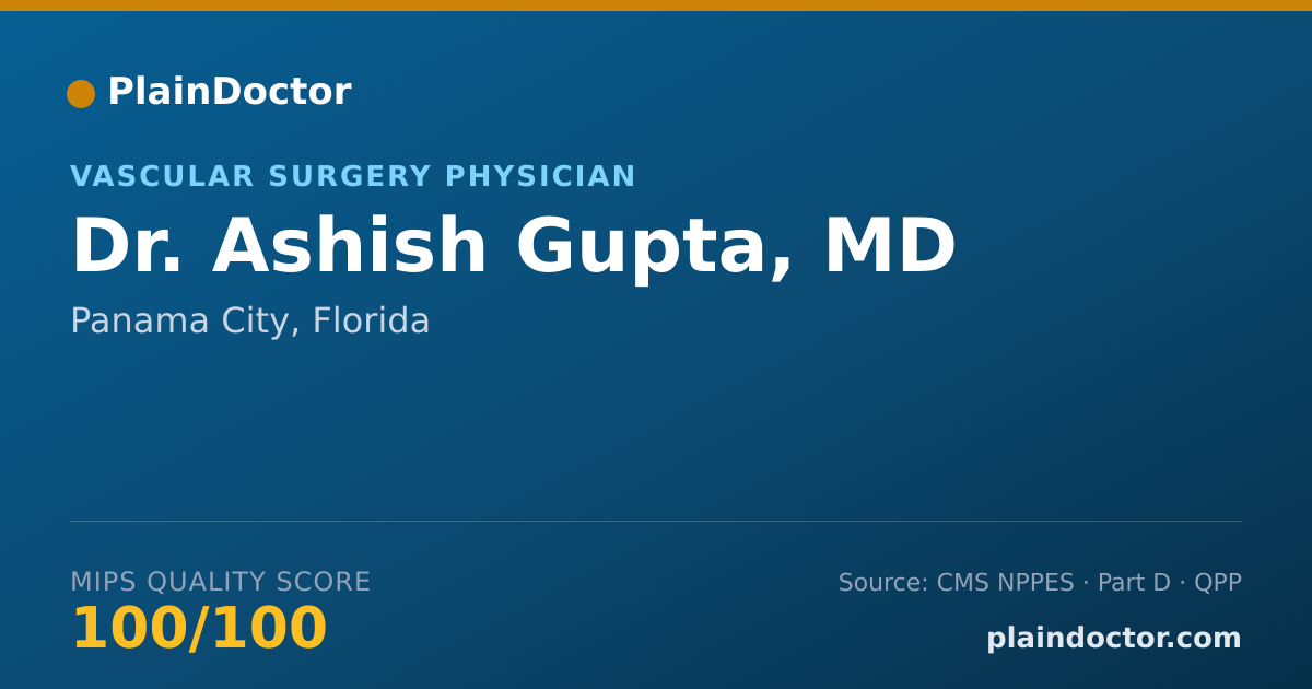 Shareable card for Ashish Gupta, MD - Vascular Surgery Physician, Panama City, FL
