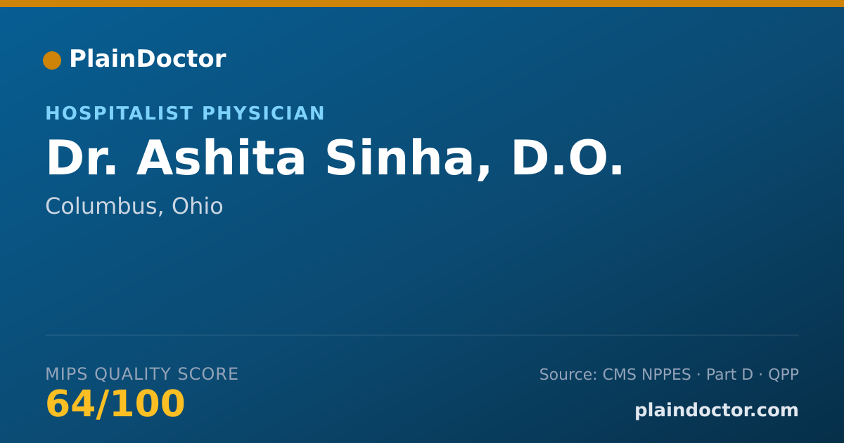 Shareable card for Ashita Sinha, D.O. - Hospitalist Physician, Columbus, OH