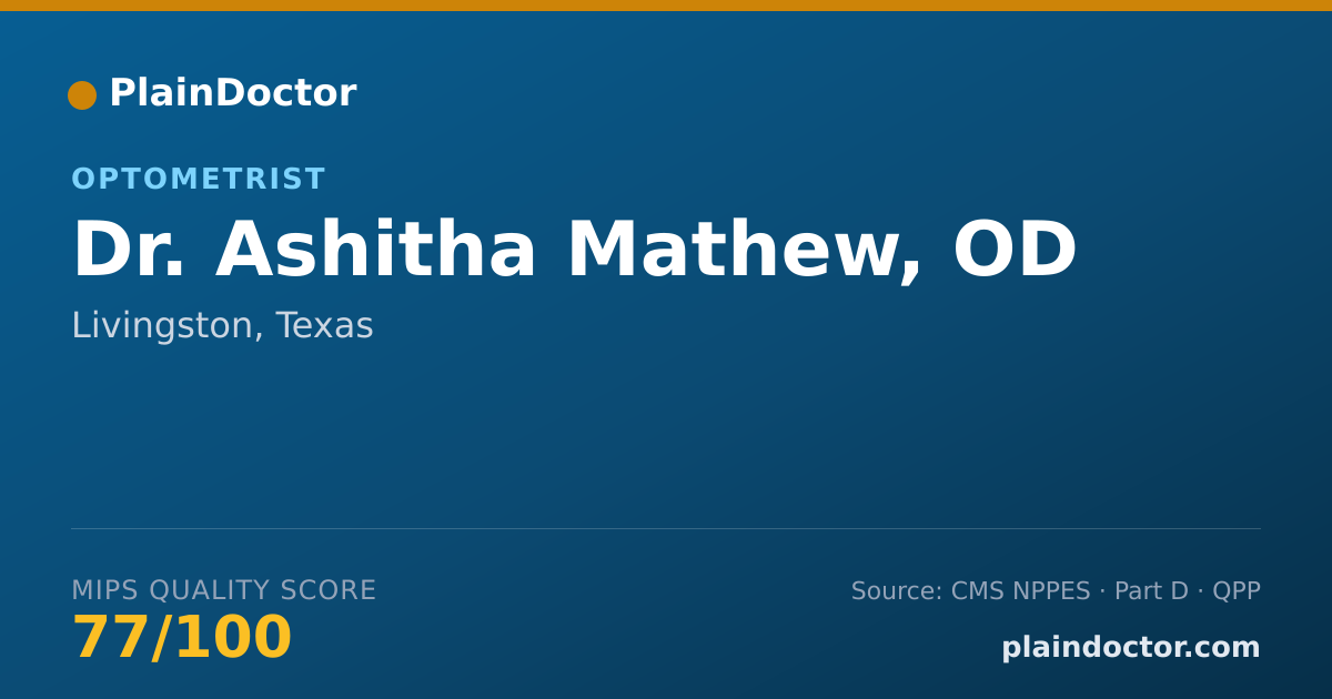 Shareable card for Ashitha Mathew, OD - Optometrist, Livingston, TX