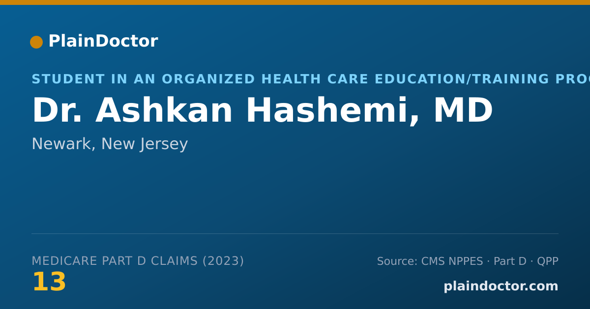 Shareable card for Ashkan Hashemi, MD - Student in an Organized Health Care Education/Training Program, Newark, NJ